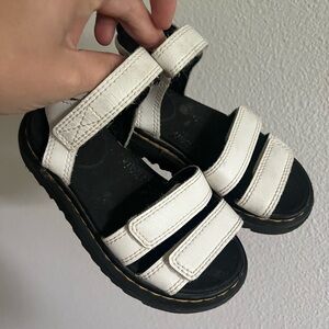 Doc Martens Kids White Leather Velcro Sandals